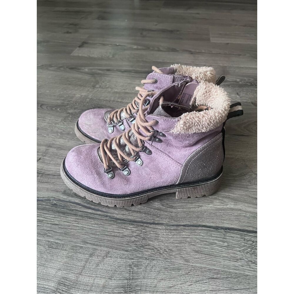 Steve Madden Kids' Combat Boot with Faux Fur Collar size 3 big girl